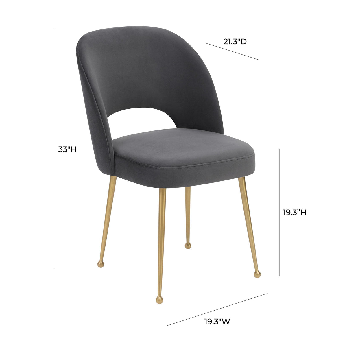 TOV Swell Dark Grey Velvet Chair