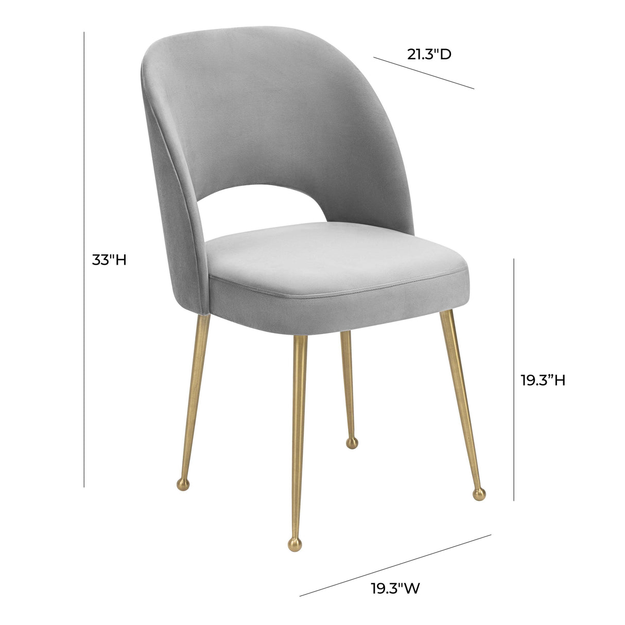 TOV Swell Light Grey Velvet Chair