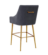 TOV Beatrix Pleated Dark Grey Velvet Counter Stool
