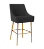 TOV Beatrix Pleated Black Velvet Bar Stool
