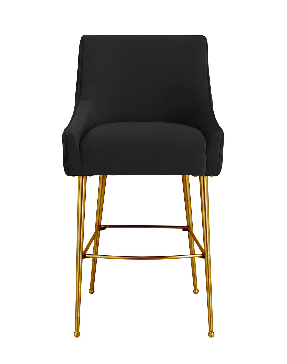 TOV Beatrix Pleated Black Velvet Bar Stool
