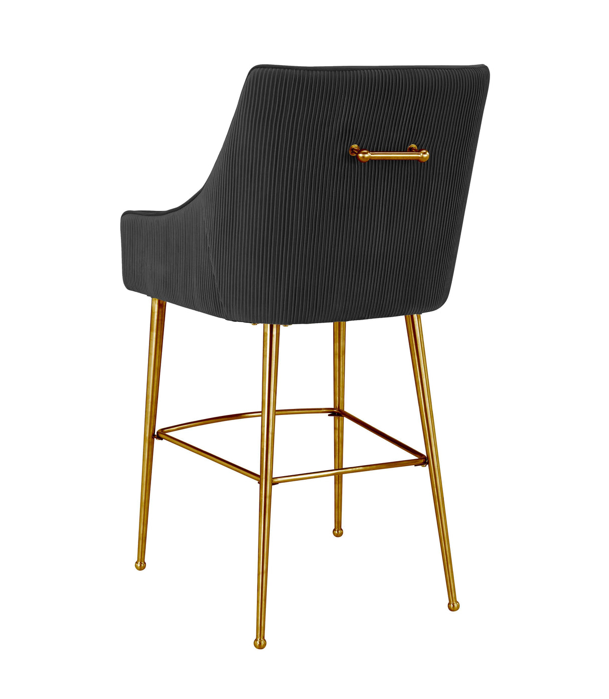 TOV Beatrix Pleated Black Velvet Bar Stool
