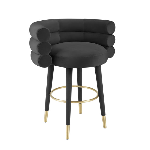 TOV Betty Black Velvet Counter Stool