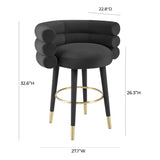 TOV Betty Black Velvet Counter Stool