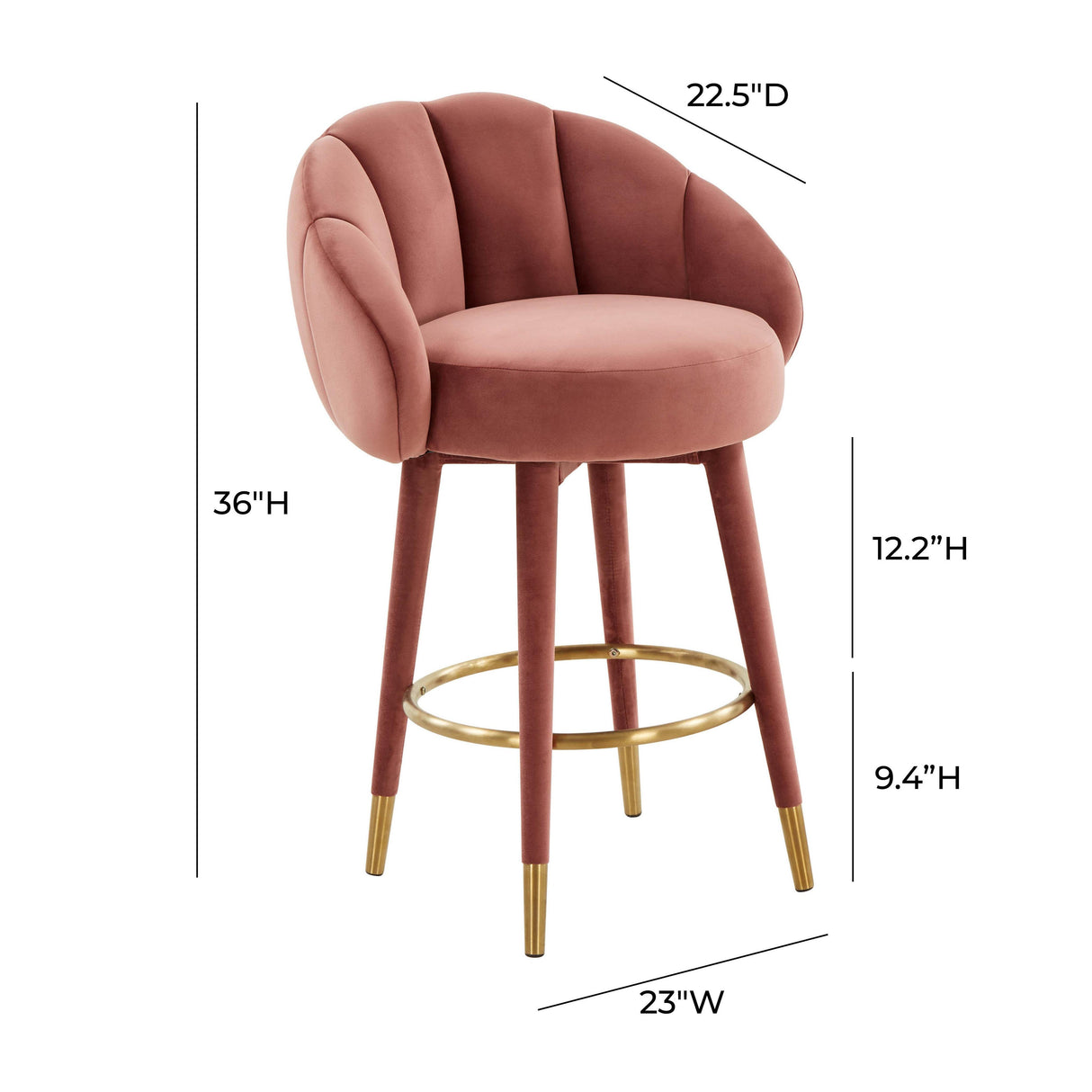 TOV Myla Salmon Swivel Counter Stool