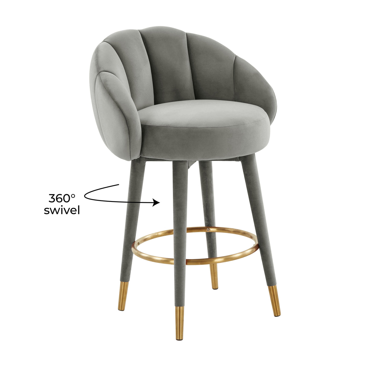 TOV Myla Light Grey Swivel Counter Stool