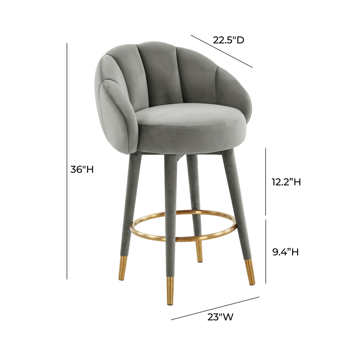 TOV Myla Light Grey Swivel Counter Stool