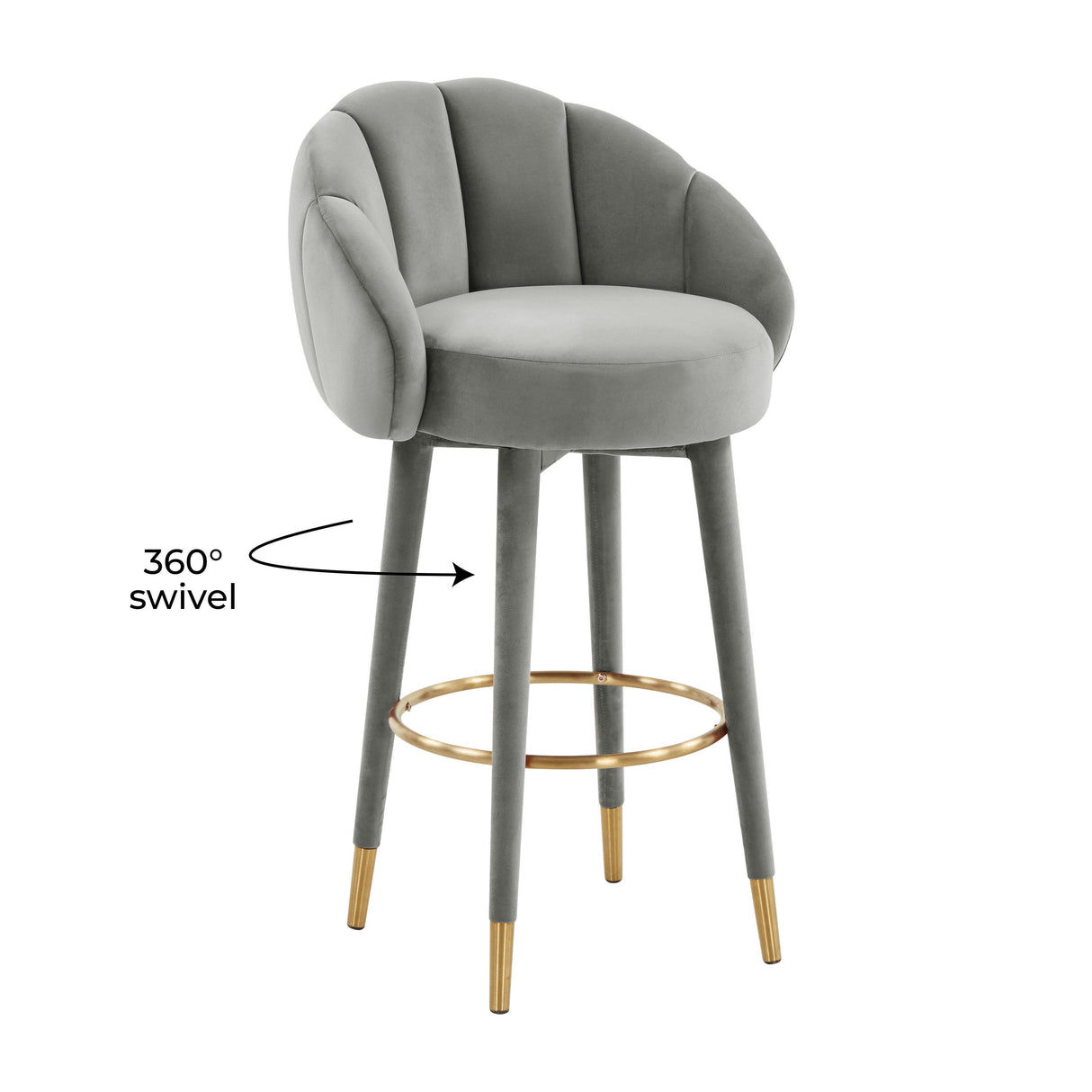 TOV Myla Light Grey Swivel Bar Stool