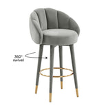 TOV Myla Light Grey Swivel Bar Stool