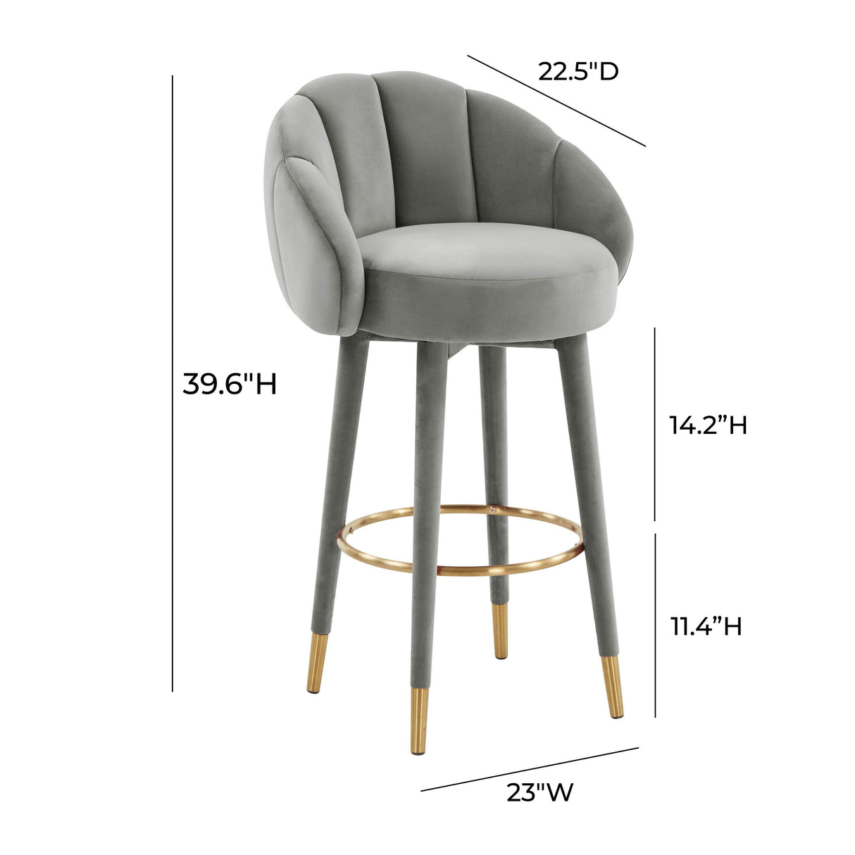 TOV Myla Light Grey Swivel Bar Stool