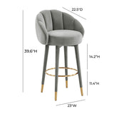 TOV Myla Light Grey Swivel Bar Stool