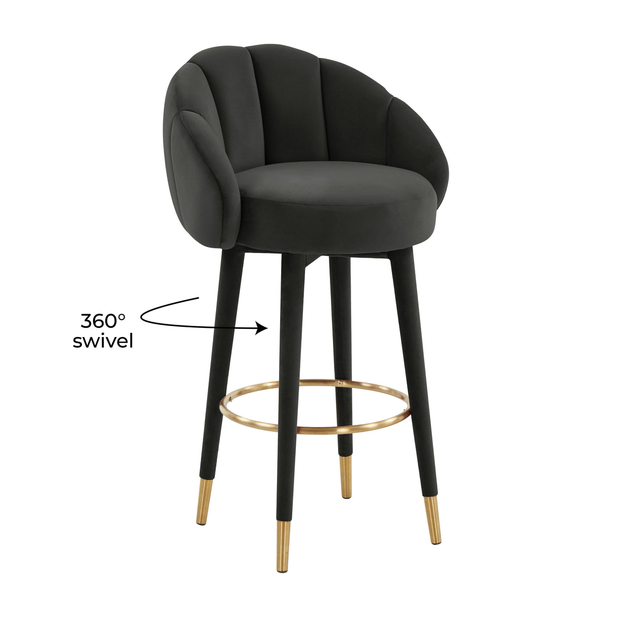 TOV Myla Black Swivel Bar Stool