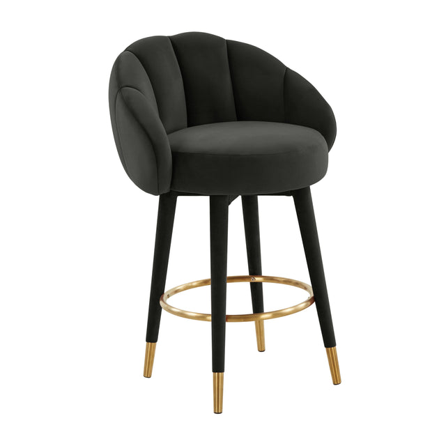 TOV Myla Black Swivel Counter Stool