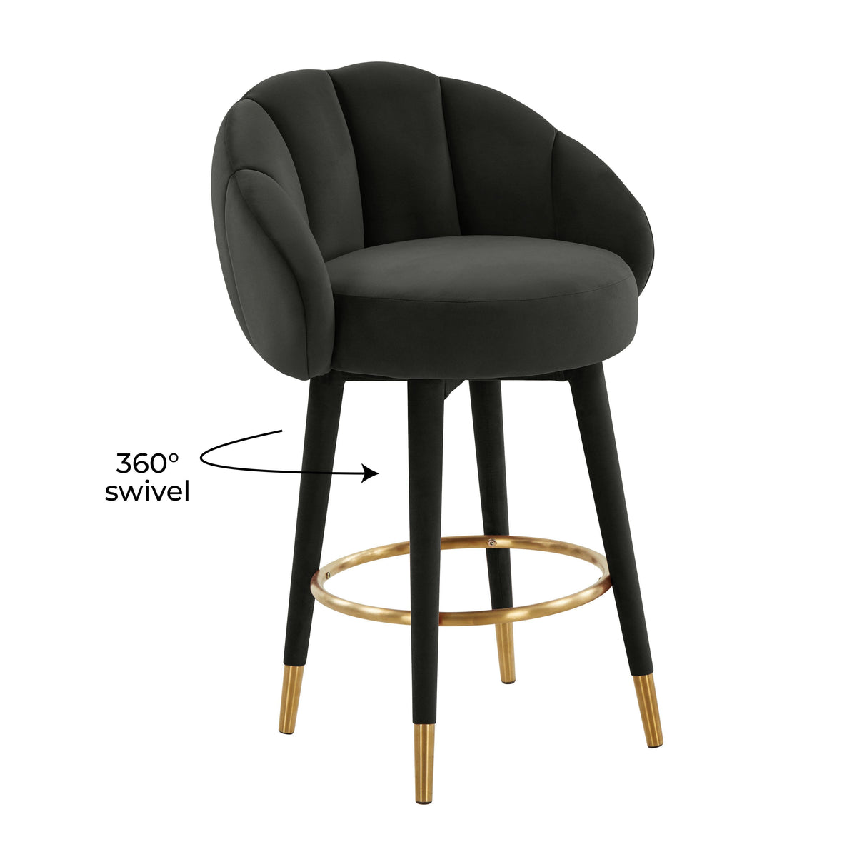 TOV Myla Black Swivel Counter Stool