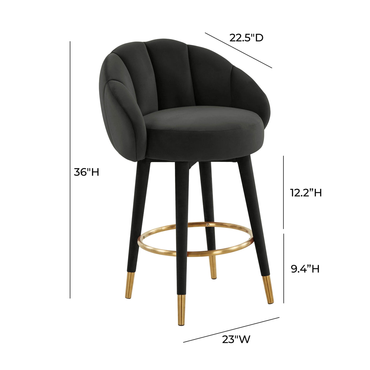 TOV Myla Black Swivel Counter Stool