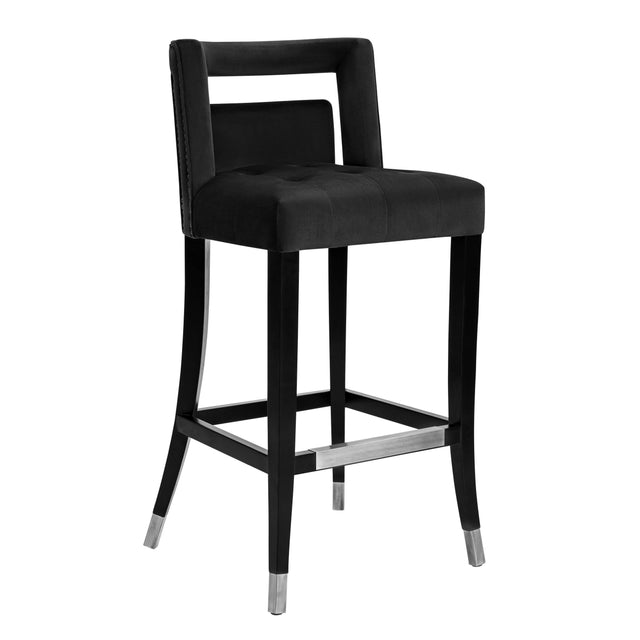 TOV Hart Black Velvet Bar Stool
