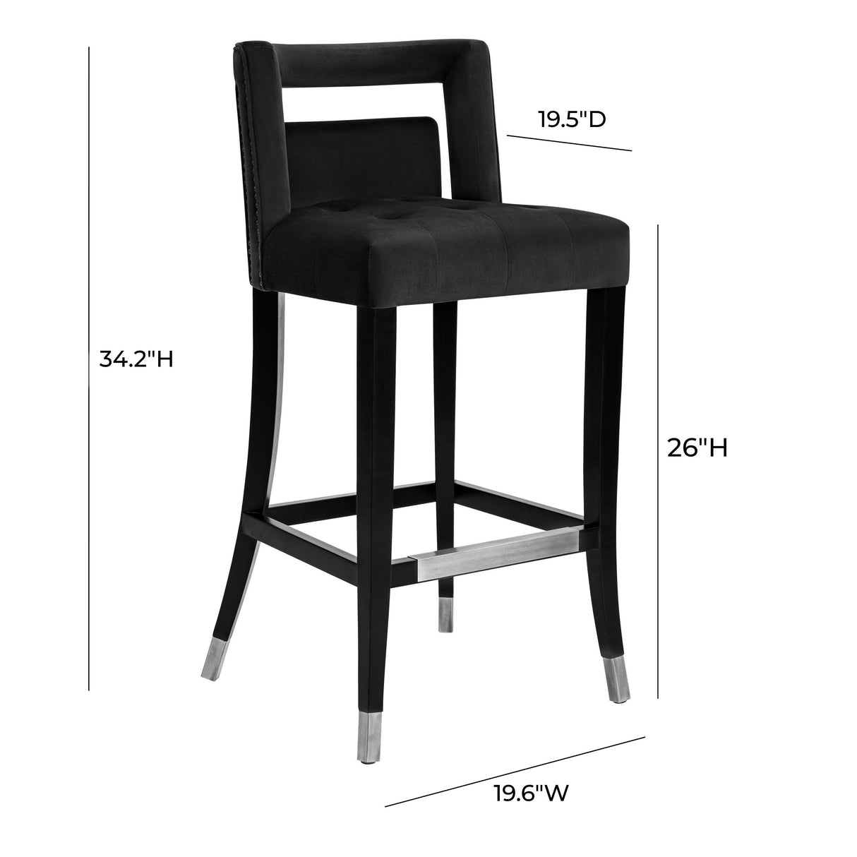 TOV Hart Black Velvet Counter Stool