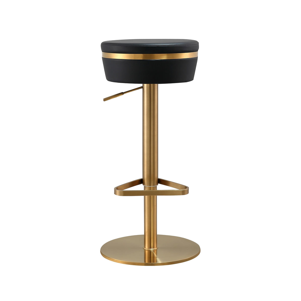 TOV Astro Black Performance Vegan Leather and Gold Adjustable Stool