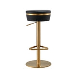 TOV Astro Black Performance Vegan Leather and Gold Adjustable Stool