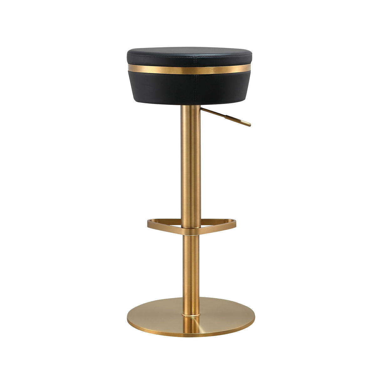 TOV Astro Black Performance Vegan Leather and Gold Adjustable Stool