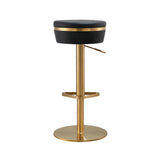 TOV Astro Black Performance Vegan Leather and Gold Adjustable Stool
