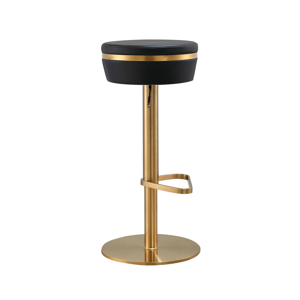 TOV Astro Black Performance Vegan Leather and Gold Adjustable Stool