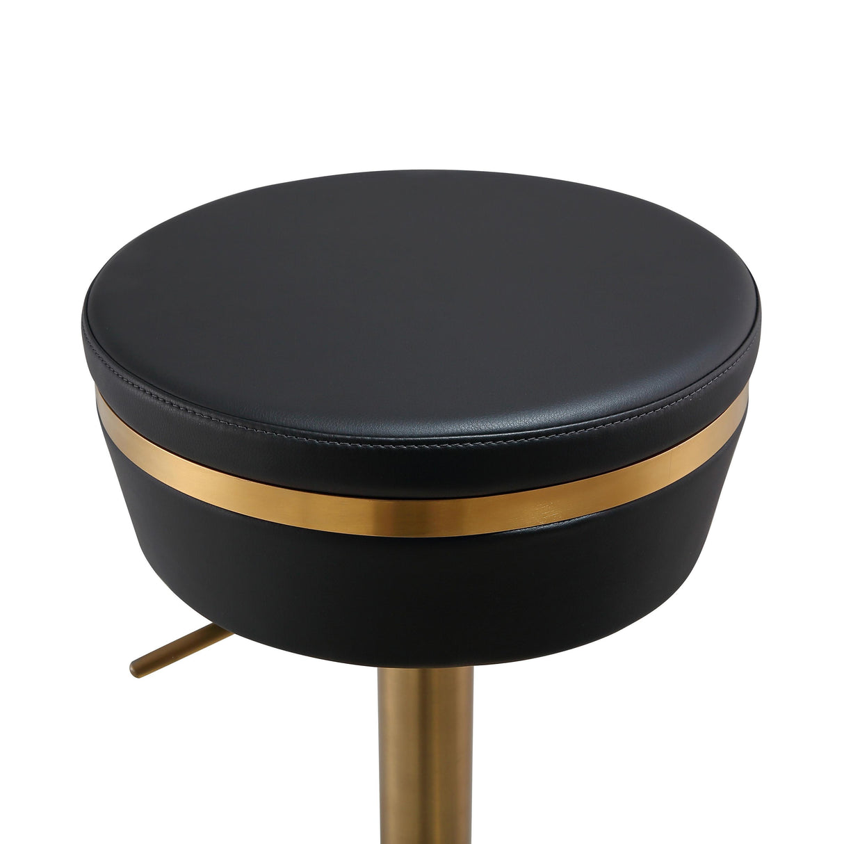 TOV Astro Black Performance Vegan Leather and Gold Adjustable Stool