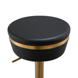 TOV Astro Black Performance Vegan Leather and Gold Adjustable Stool