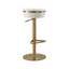 TOV Astro White Performance Vegan Leather and Gold Adjustable Stool