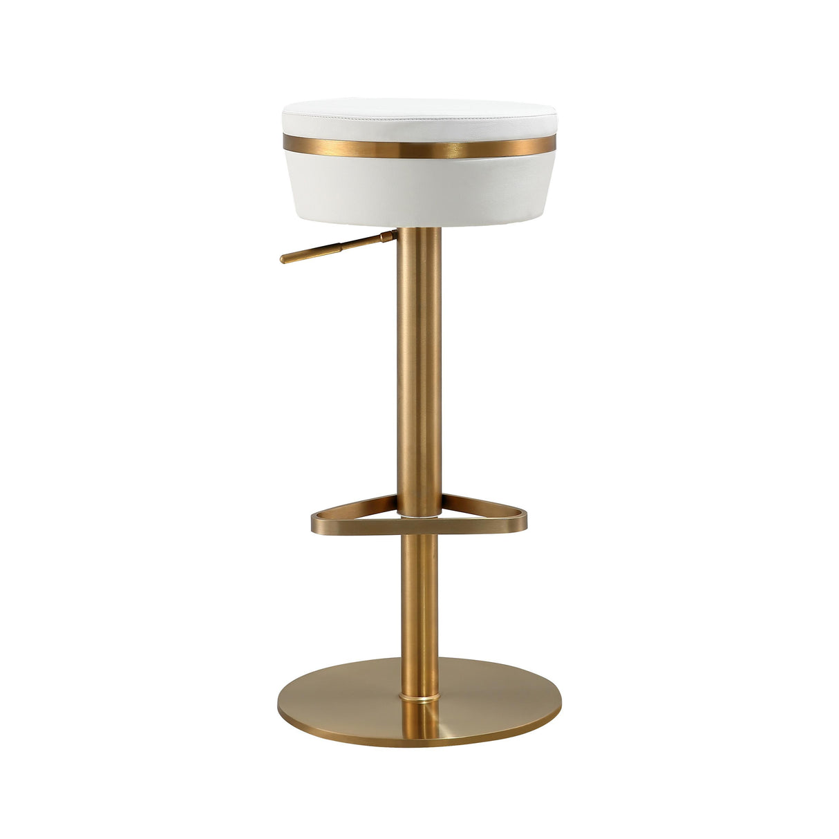 TOV Astro White Performance Vegan Leather and Gold Adjustable Stool