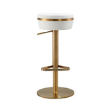 TOV Astro White Performance Vegan Leather and Gold Adjustable Stool