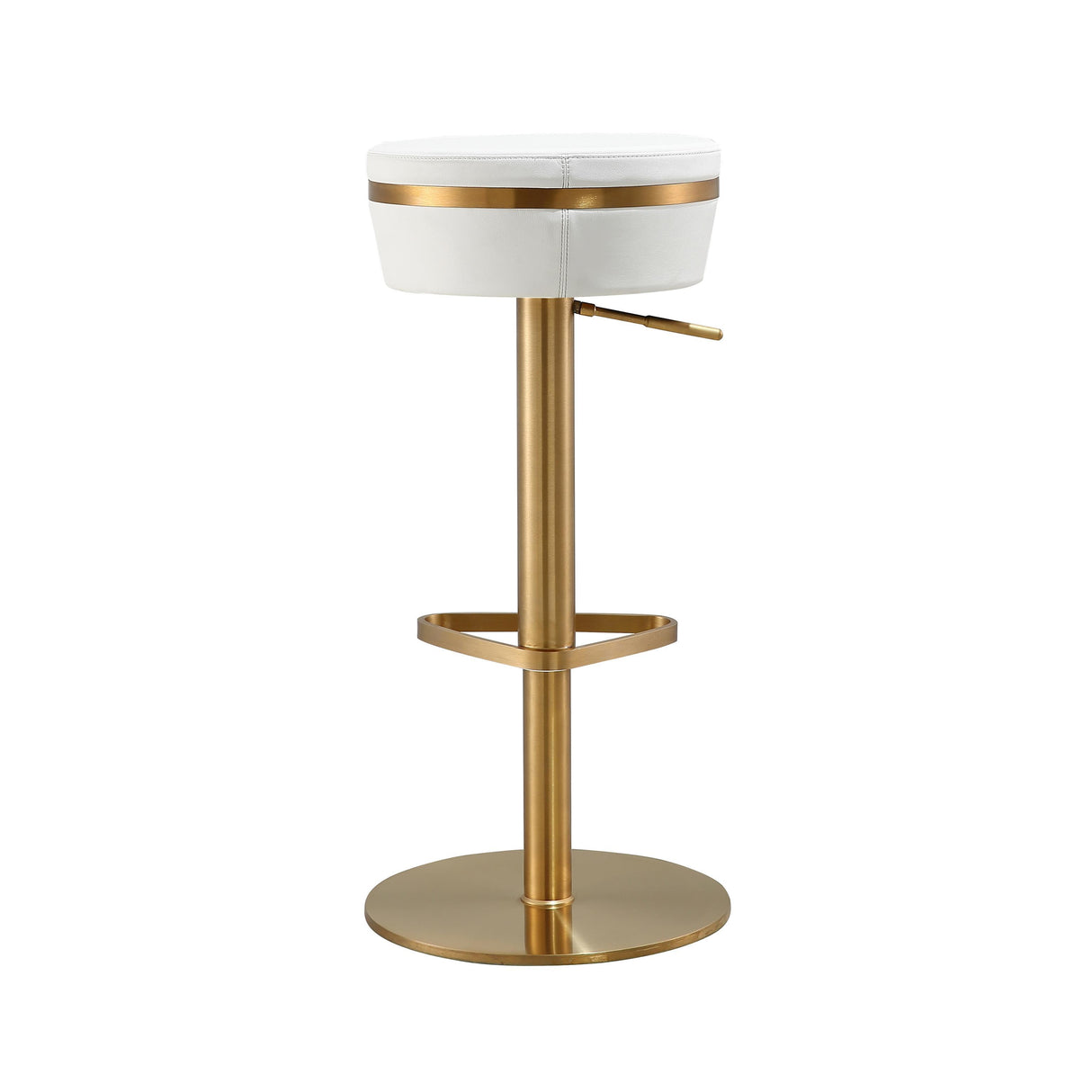 TOV Astro White Performance Vegan Leather and Gold Adjustable Stool