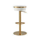 TOV Astro White Performance Vegan Leather and Gold Adjustable Stool