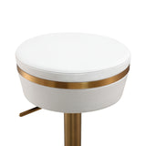 TOV Astro White Performance Vegan Leather and Gold Adjustable Stool