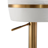 TOV Astro White Performance Vegan Leather and Gold Adjustable Stool