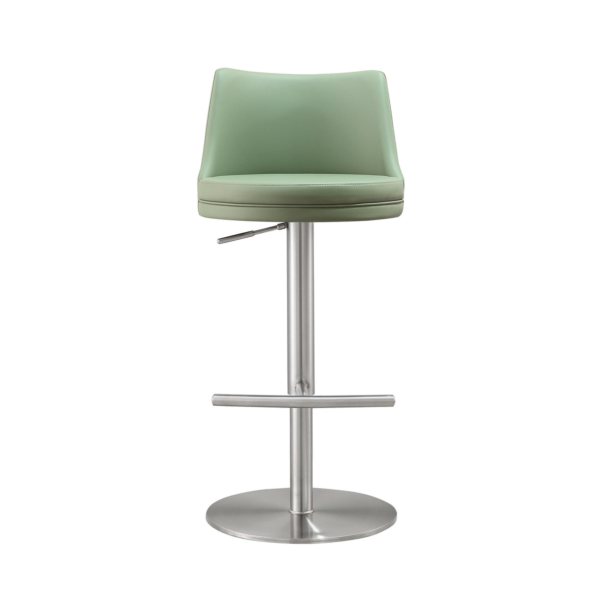 TOV Reagan Sea Foam Green Performance Vegan Leather and Silver Adjustable Stool