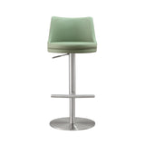 TOV Reagan Sea Foam Green Performance Vegan Leather and Silver Adjustable Stool