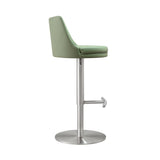 TOV Reagan Sea Foam Green Performance Vegan Leather and Silver Adjustable Stool