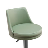 TOV Reagan Sea Foam Green Performance Vegan Leather and Silver Adjustable Stool