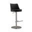 TOV Reagan Black Performance Vegan Leather and Silver Adjustable Stool