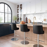 TOV Reagan Black Performance Vegan Leather and Silver Adjustable Stool
