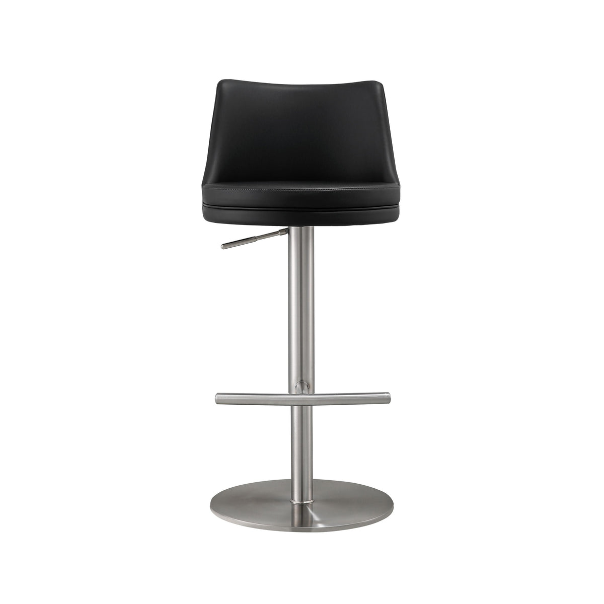 TOV Reagan Black Performance Vegan Leather and Silver Adjustable Stool