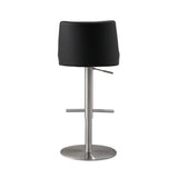 TOV Reagan Black Performance Vegan Leather and Silver Adjustable Stool