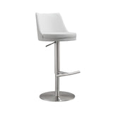 TOV Reagan White Performance Vegan Leather and Silver Adjustable Stool