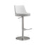 TOV Reagan White Performance Vegan Leather and Silver Adjustable Stool