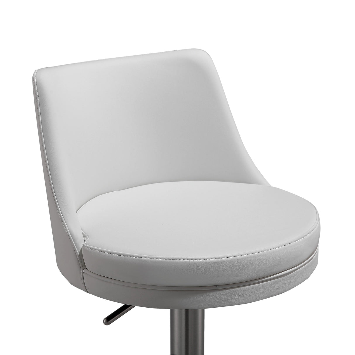 TOV Reagan White Performance Vegan Leather and Silver Adjustable Stool