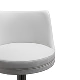 TOV Reagan White Performance Vegan Leather and Silver Adjustable Stool