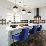 TOV Beatrix Navy Velvet Counter Stool - Gold Legs