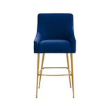 TOV Beatrix Navy Velvet Counter Stool - Gold Legs