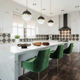 TOV Beatrix Green Velvet Bar Stool - Gold Legs